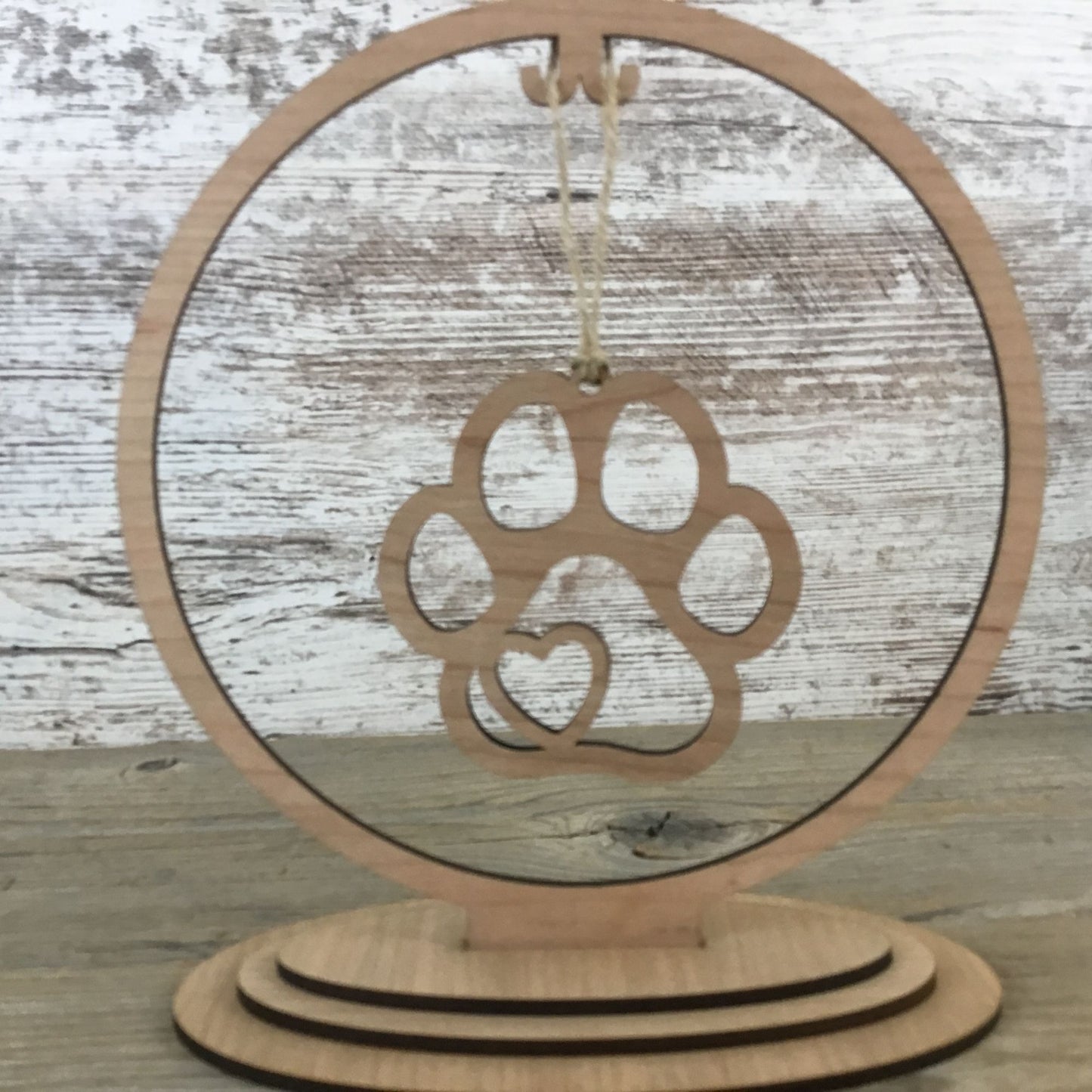 Dog Paw Print Story Card Christmas Ornament – Laser Cut Wood Ornament