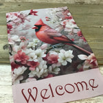 Male Cardinal and Flowers Garden Flag