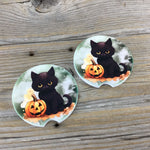 Black Cat Halloween Car Coasters