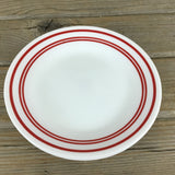 Set of 4 Corelle Classic Cafe 3 Red Stripe Bread and Butter Plates 6 3/4"