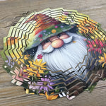 Gnome and Flowers Wind Spinner 10"