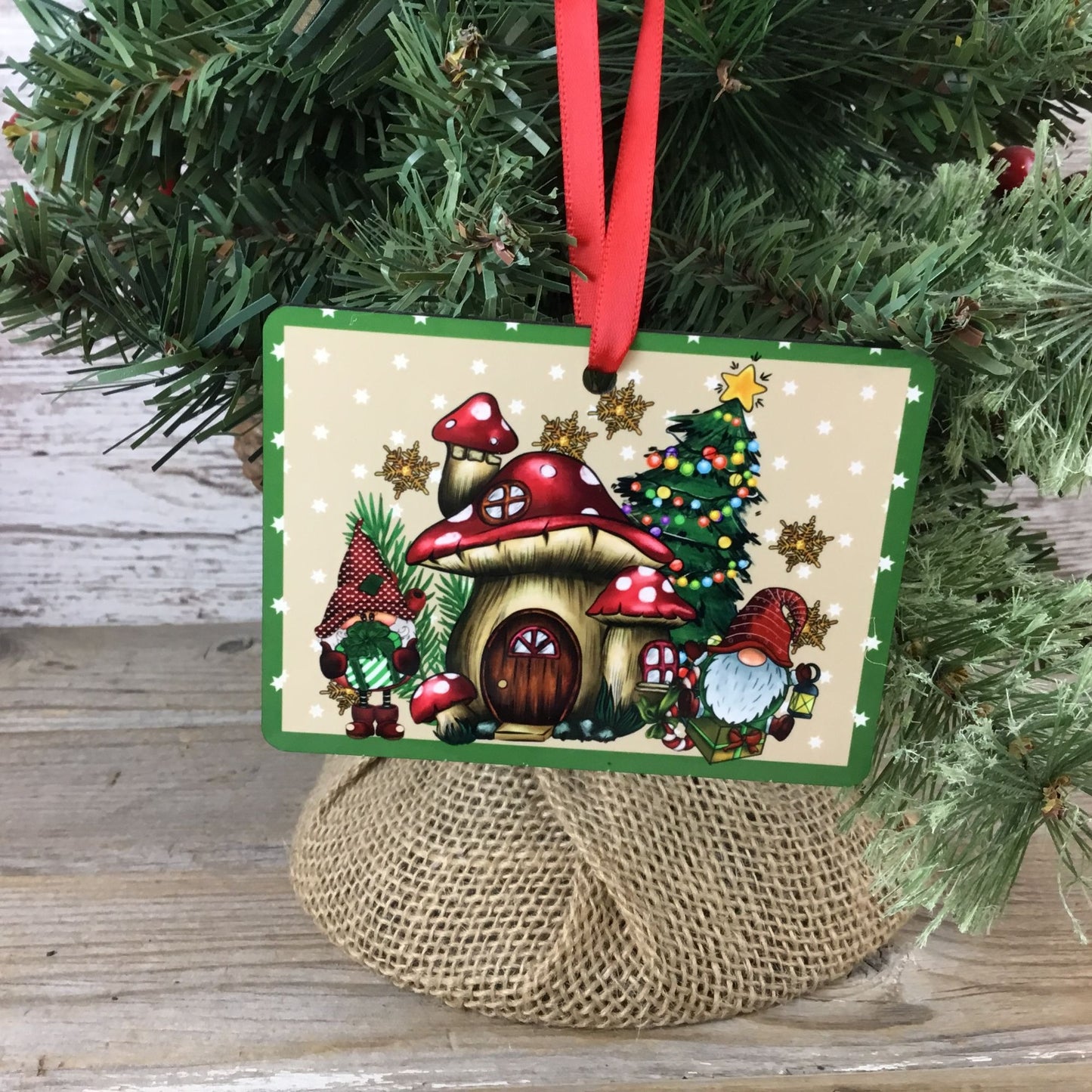 Christmas Mushroom House Gnome Ornament