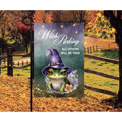 Witch Parking All Others Will Be Toad Halloween Garden Flag