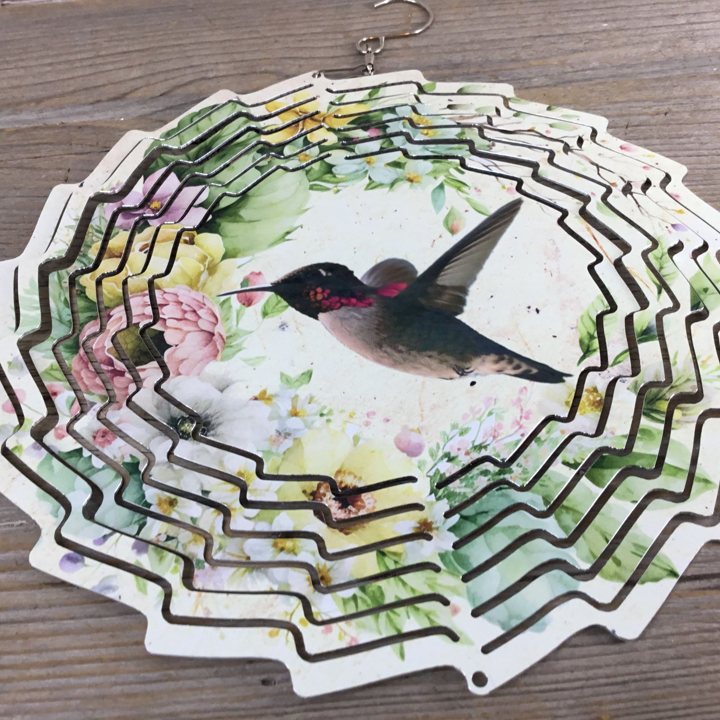 Hummingbird Floral Wind Spinner 10"