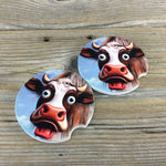 Wide Eyed Cow Funny Car Coasters