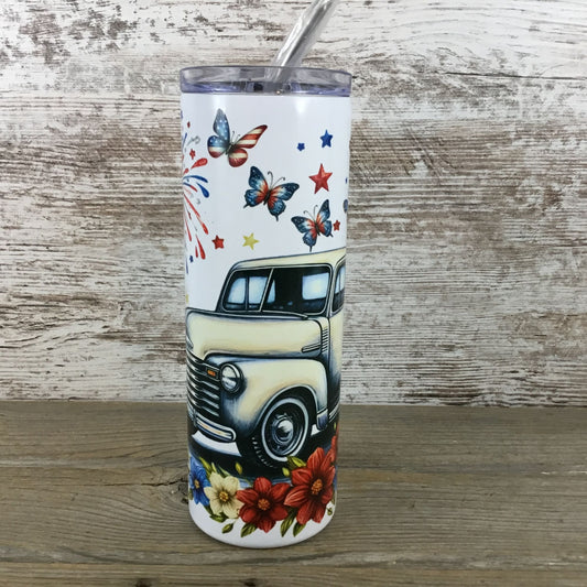 Vintage Truck Patriotic 20 oz Skinny Tumbler