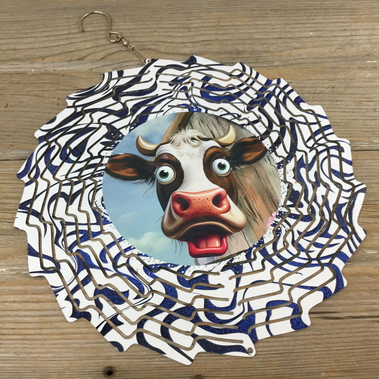 Wide Eyed Cow Wind Spinner 10"