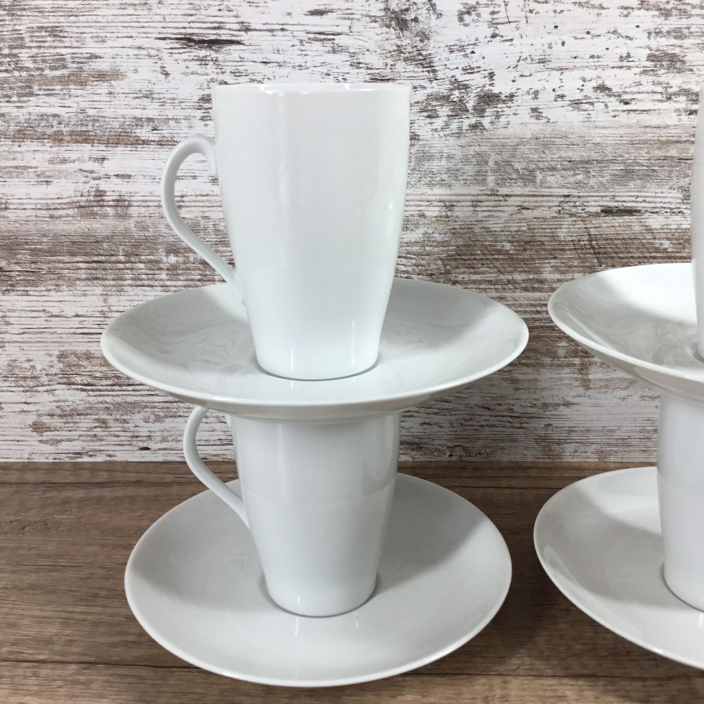Set of 4 Mosa Select White Porcelain Coffee Cups & Saucers MCM 1110G and 6110H