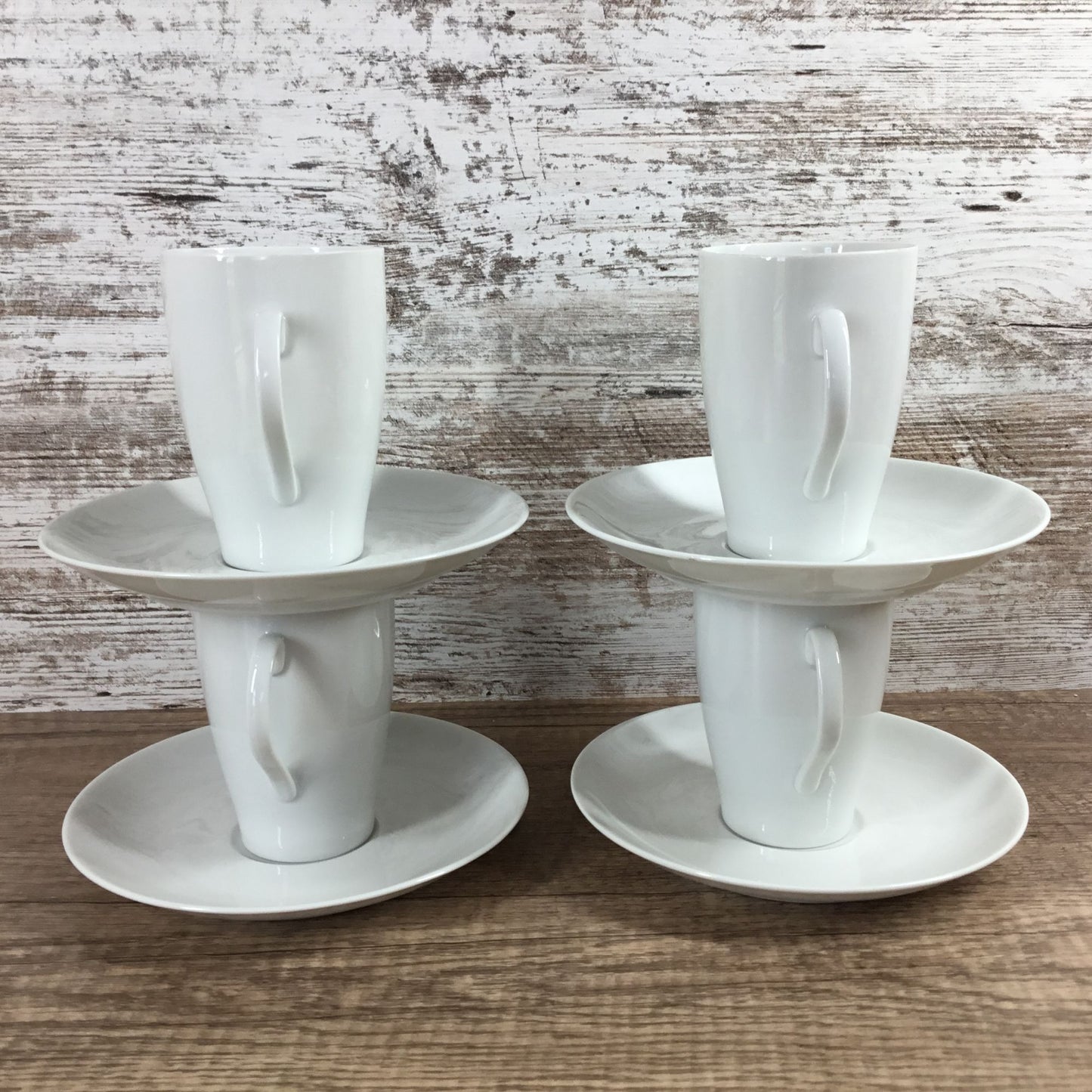 Set of 4 Mosa Select White Porcelain Coffee Cups & Saucers MCM 1110G and 6110H