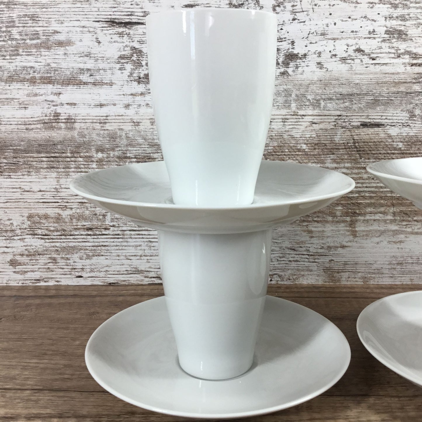 Set of 4 Mosa Select White Porcelain Coffee Cups & Saucers MCM 1110G and 6110H