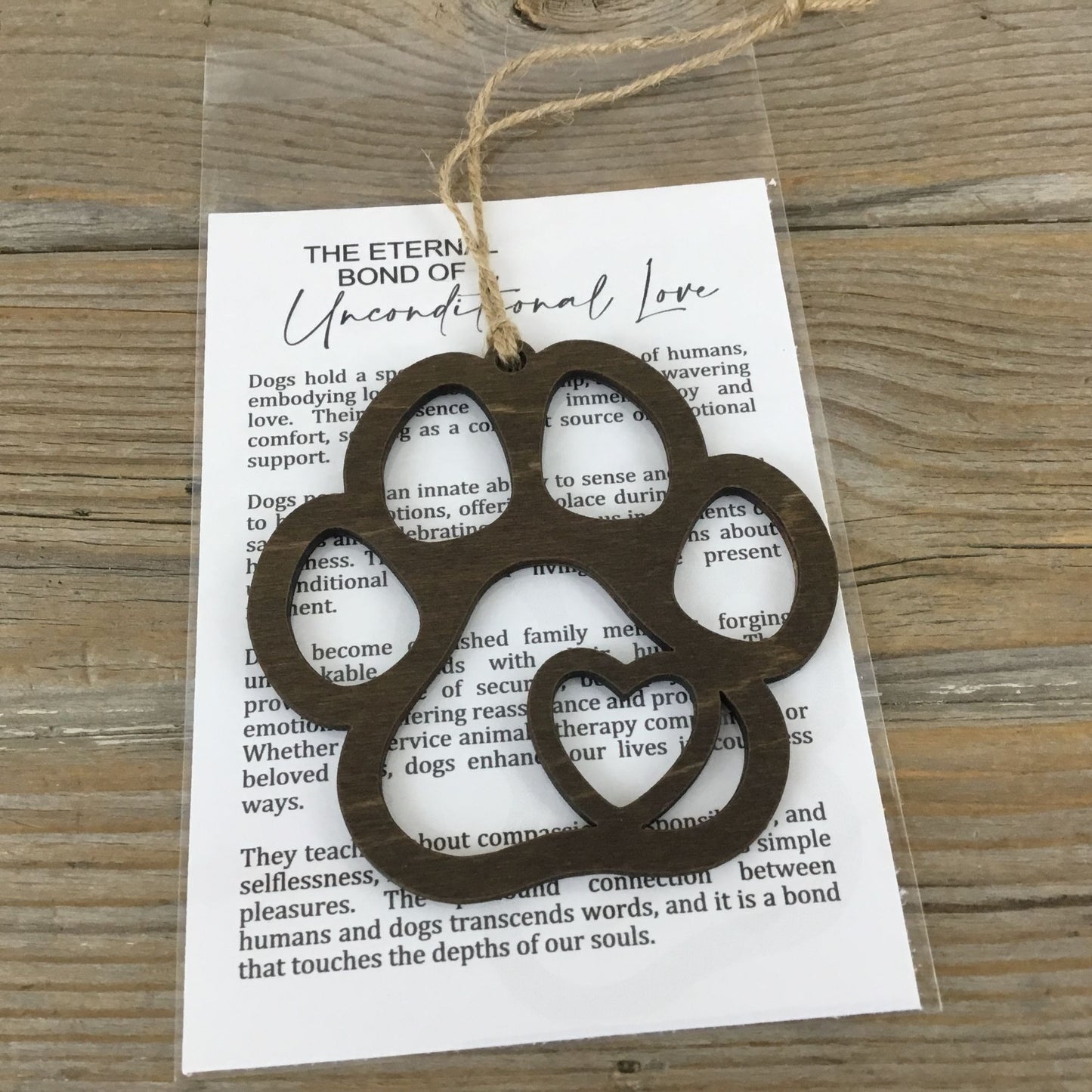 Dog Paw Print Story Card Christmas Ornament – Laser Cut Wood Ornament