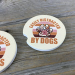 Easily Distracted by Dogs Car Coasters Set of 2