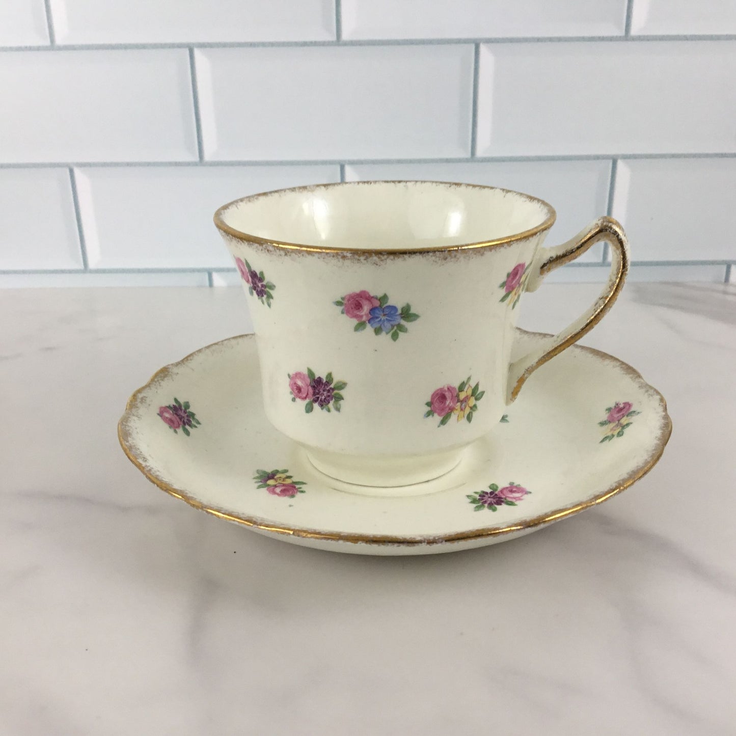 James Kent Floral Tea Cup Saucer Longton England