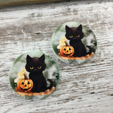 Black Cat Halloween Car Coasters