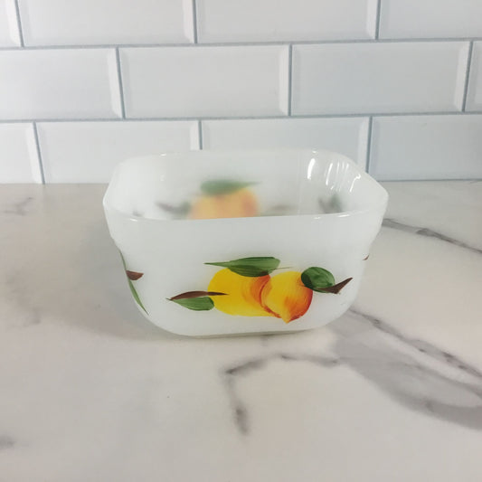 Vintage Fire King Gay Fad Fruits Square 4" Oven Ware Refrigerator Dish NO LID