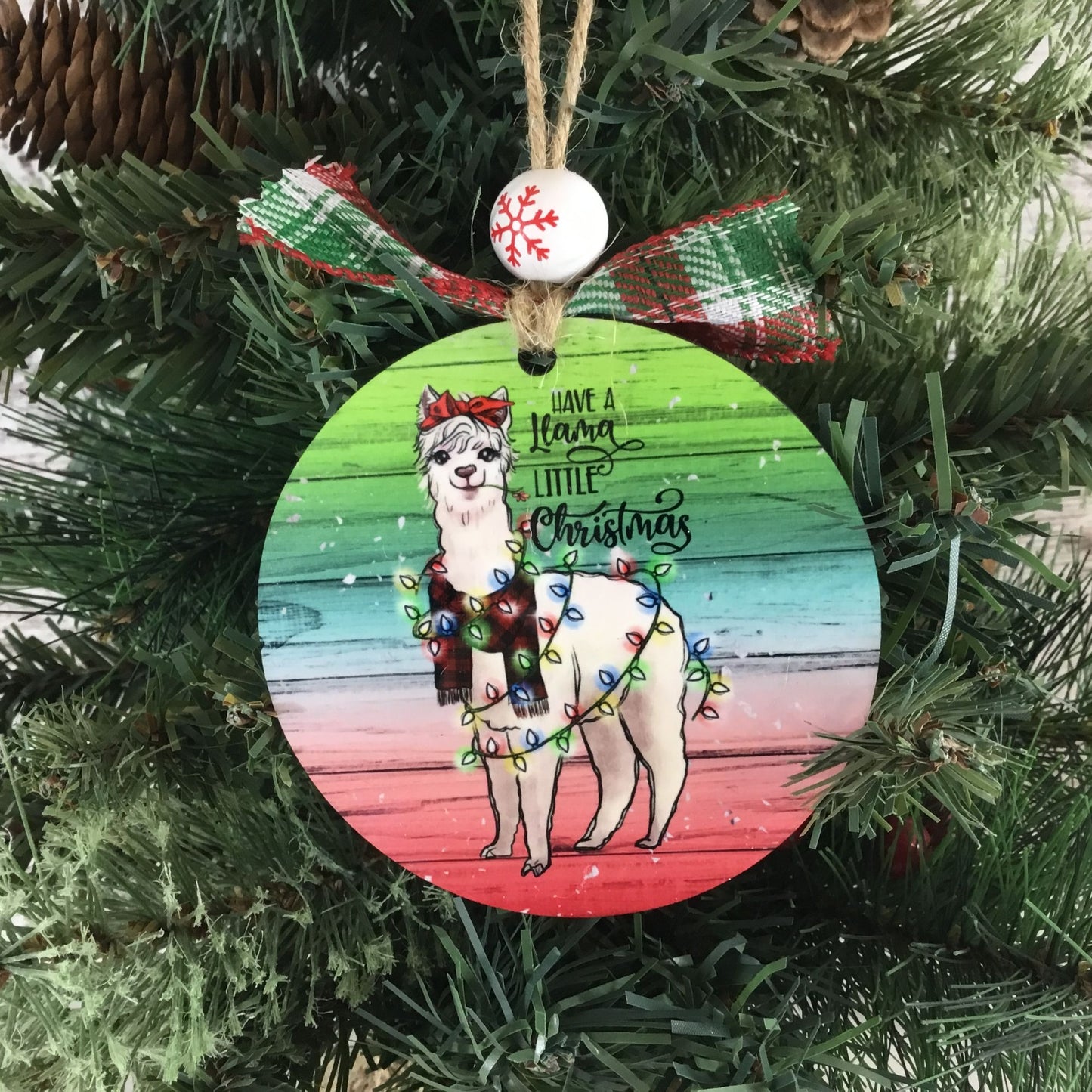 Have a Llama Little Christmas Wooden Christmas Ornament