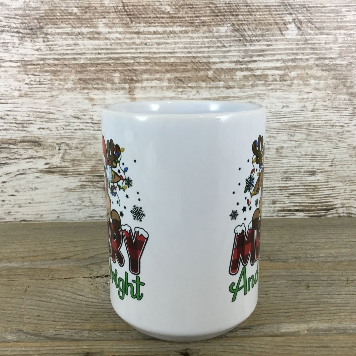 Merry and Bright Reindeer Christmas Ceramic Coffee Mug