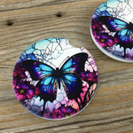 Butterfly Faux Stained Glass Car Coasters