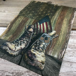 Rustic American Flag and Boots Garden Flag