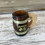 Vintage Brown Glass Canada Souvenir Mini Mug Stein Shot Glass Siestaware