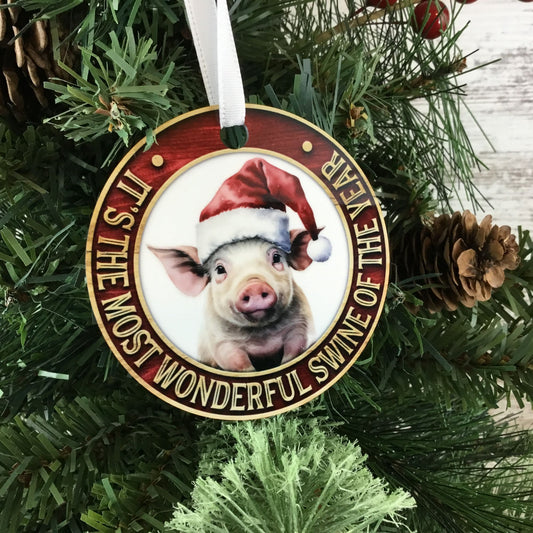 It's the Most Wonderful Swine of the Year Pig Christmas Ornament