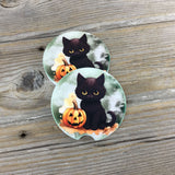 Black Cat Halloween Car Coasters