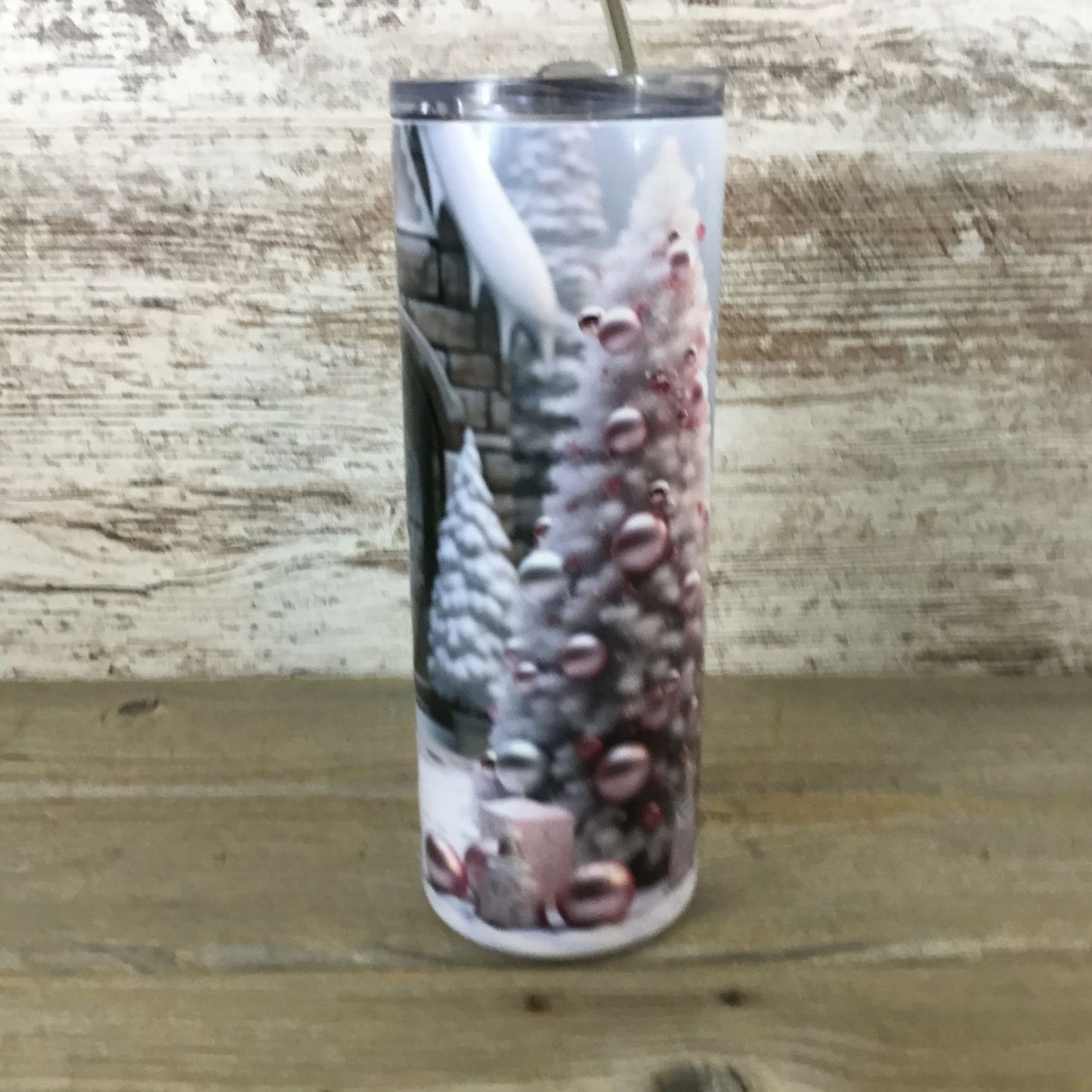 Snowman Pink Christmas 20 oz Skinny Tumbler