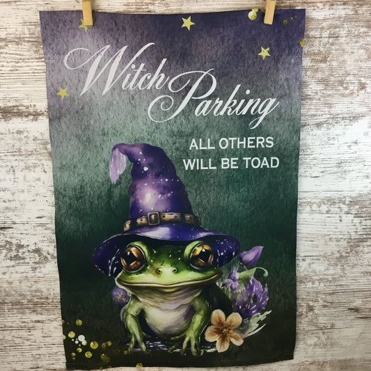 Witch Parking All Others Will Be Toad Halloween Garden Flag
