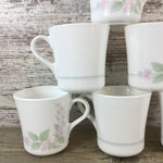 Corning Corelle Veranda Coffee Cups - Pink Flowers with Green Leaves 3.5 inches