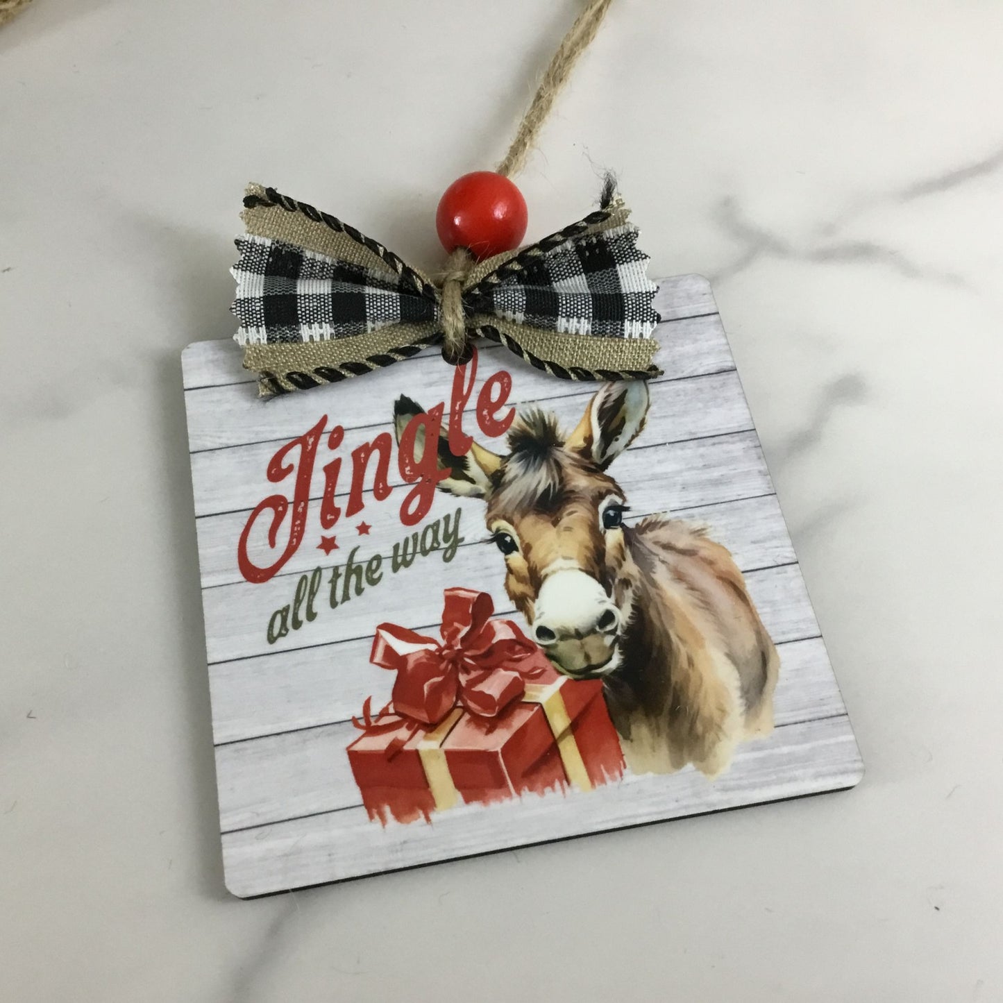 Donkey Rustic Farm Jingle All The Way Christmas Ornament