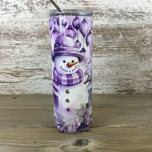 Pretty in Purple Snowman 20 oz Skinny Tumbler