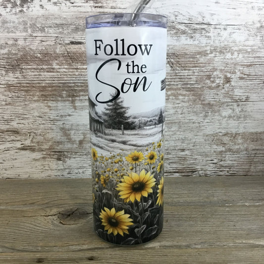 Follow the Son 20 oz Skinny Religious Tumbler 