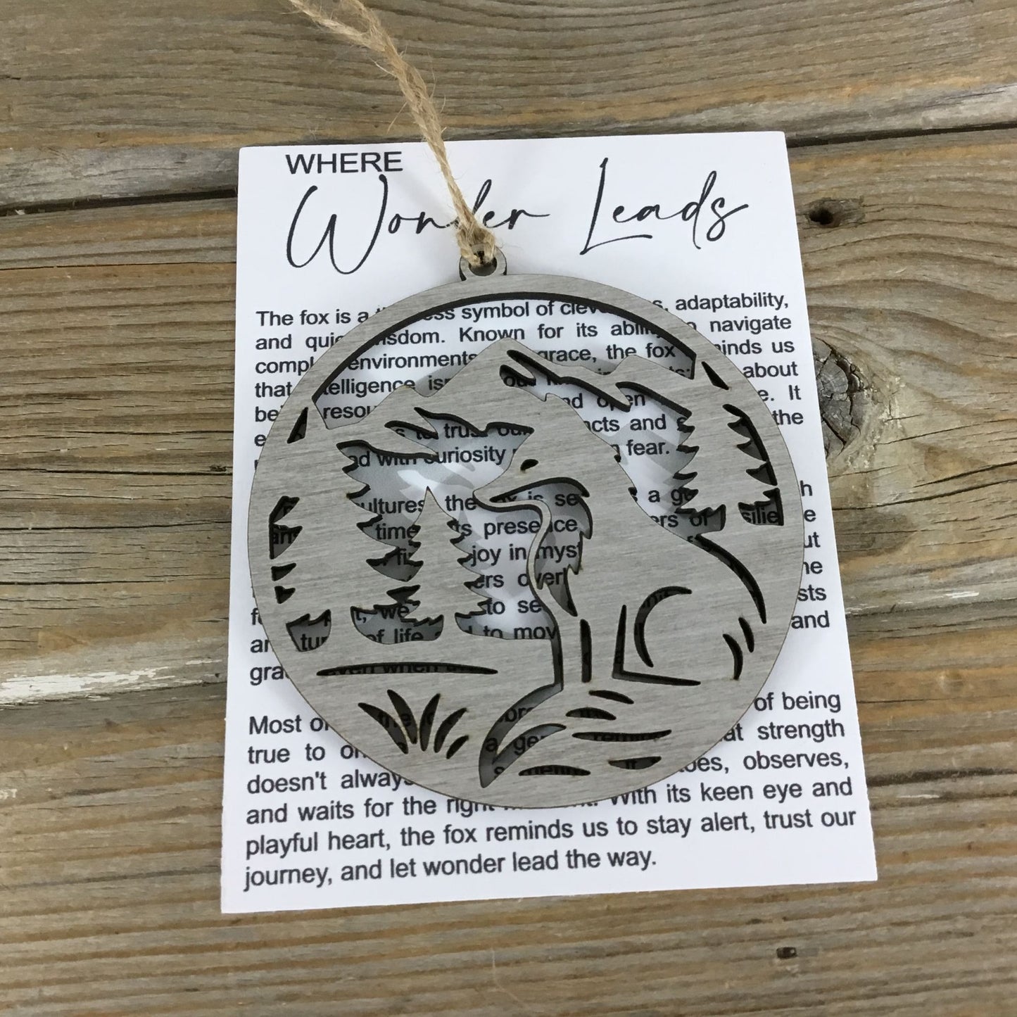 Where Wonder Leads Fox Story Card Wood Ornament, Trust the Journey, Woodland Animal Decor,