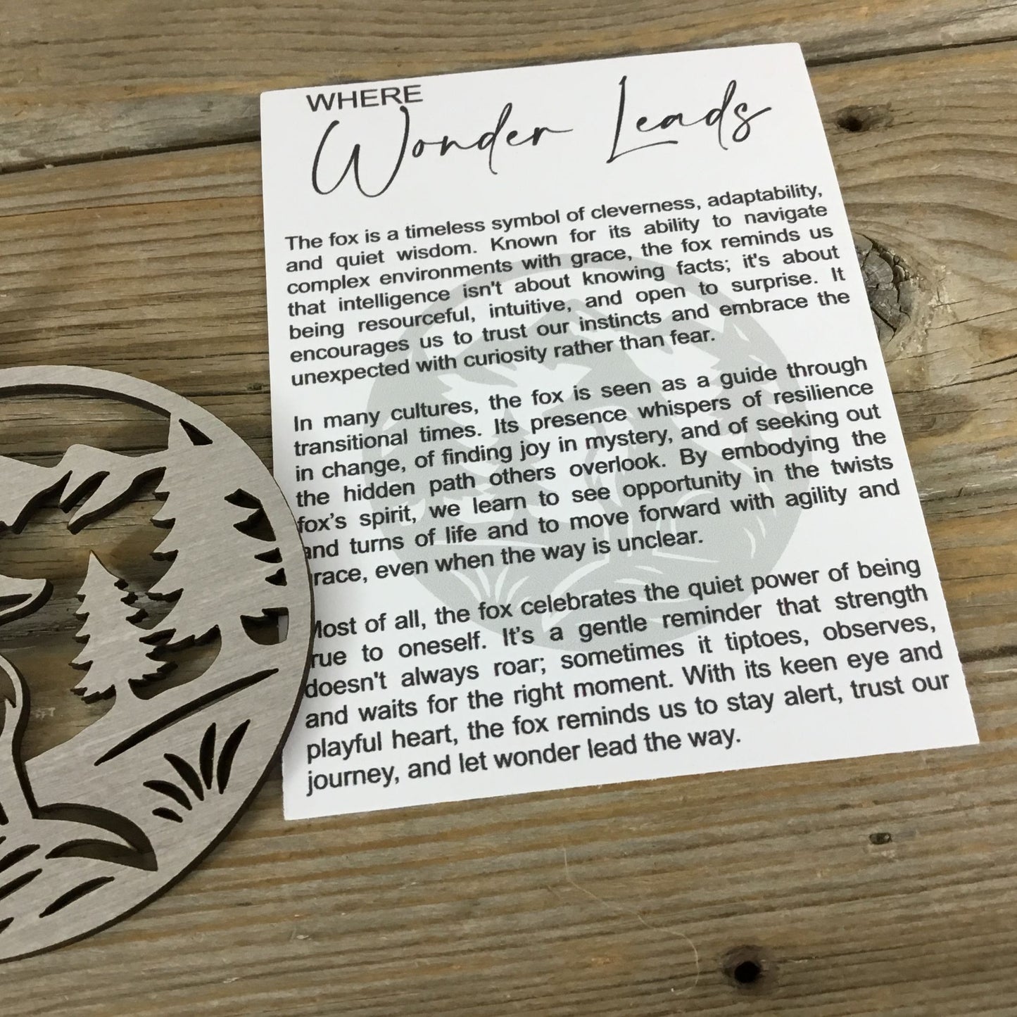 Where Wonder Leads Fox Story Card Wood Ornament, Trust the Journey, Woodland Animal Decor,