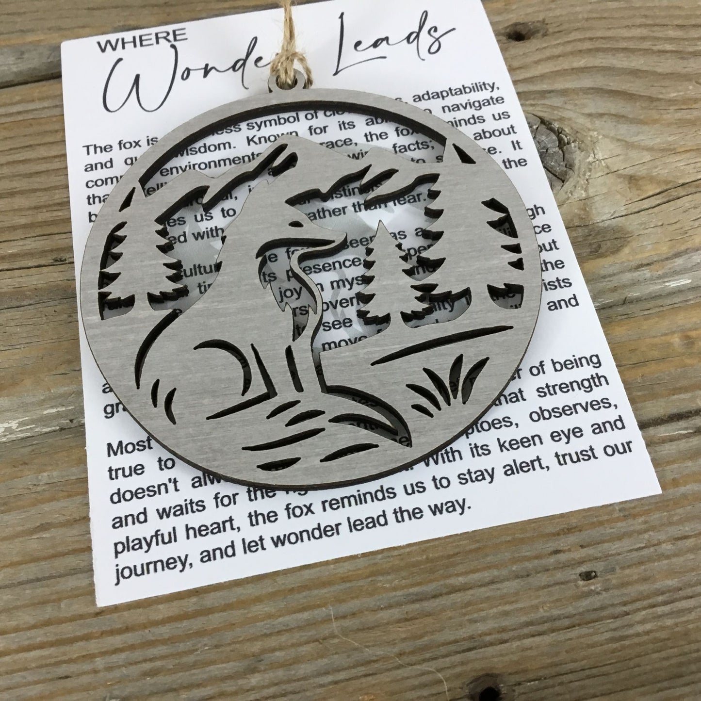 Where Wonder Leads Fox Story Card Wood Ornament, Trust the Journey, Woodland Animal Decor,