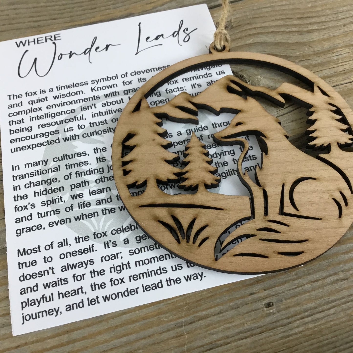 Where Wonder Leads Fox Story Card Wood Ornament, Trust the Journey, Woodland Animal Decor,