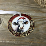 We Wish You a Mooey Christmas Cow Christmas Ornament
