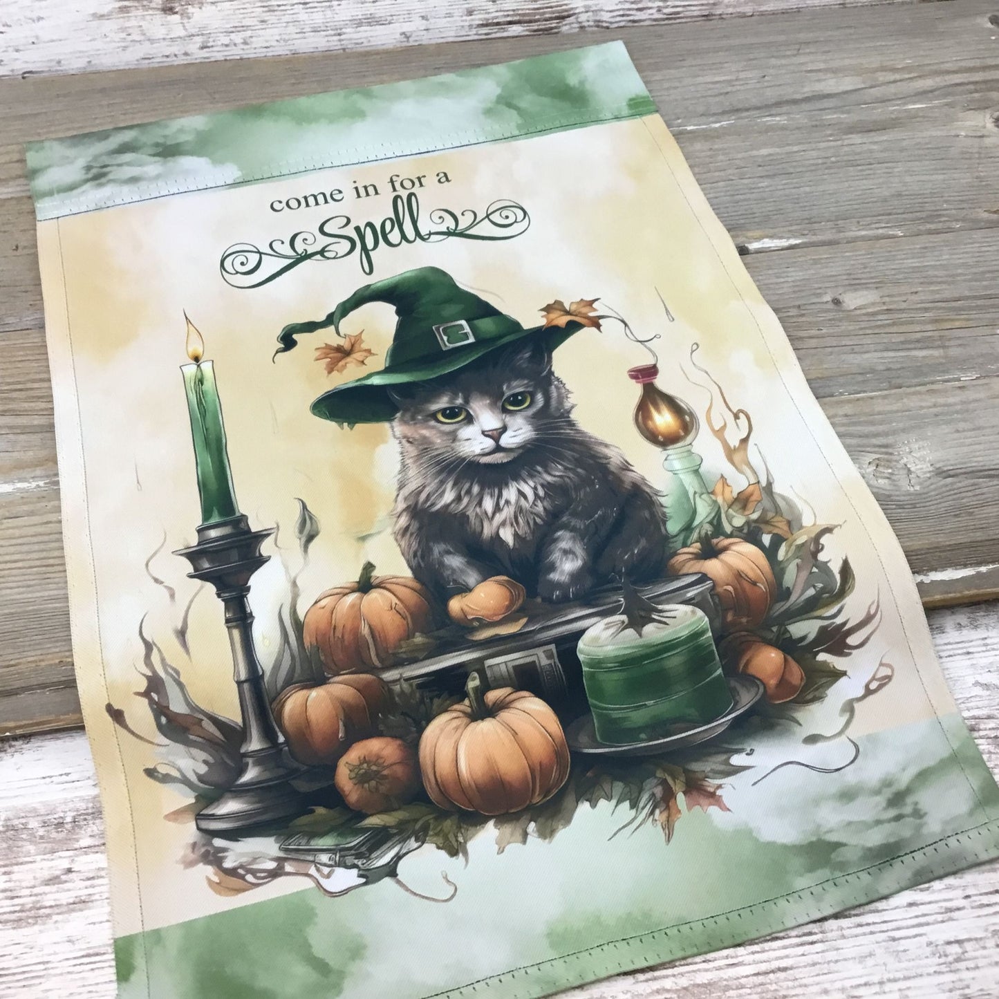 Come in for a Spell Cat Garden Flag