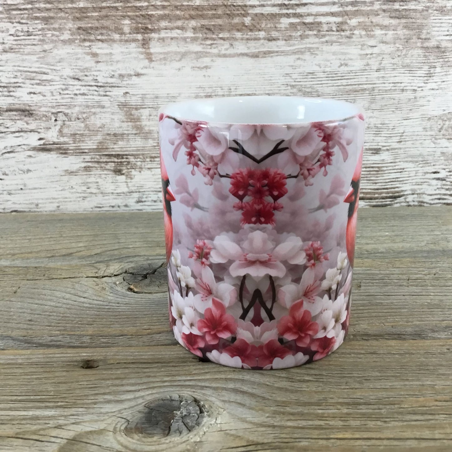 Male Cardinal and Flowers Ceramic Coffee Mug