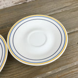 Corelle Casa Flora Yellow and Blue Three Ring Saucers 6 1/4”, Set Of Two