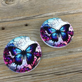 Butterfly Faux Stained Glass Car Coasters