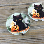 Black Cat Halloween Car Coasters