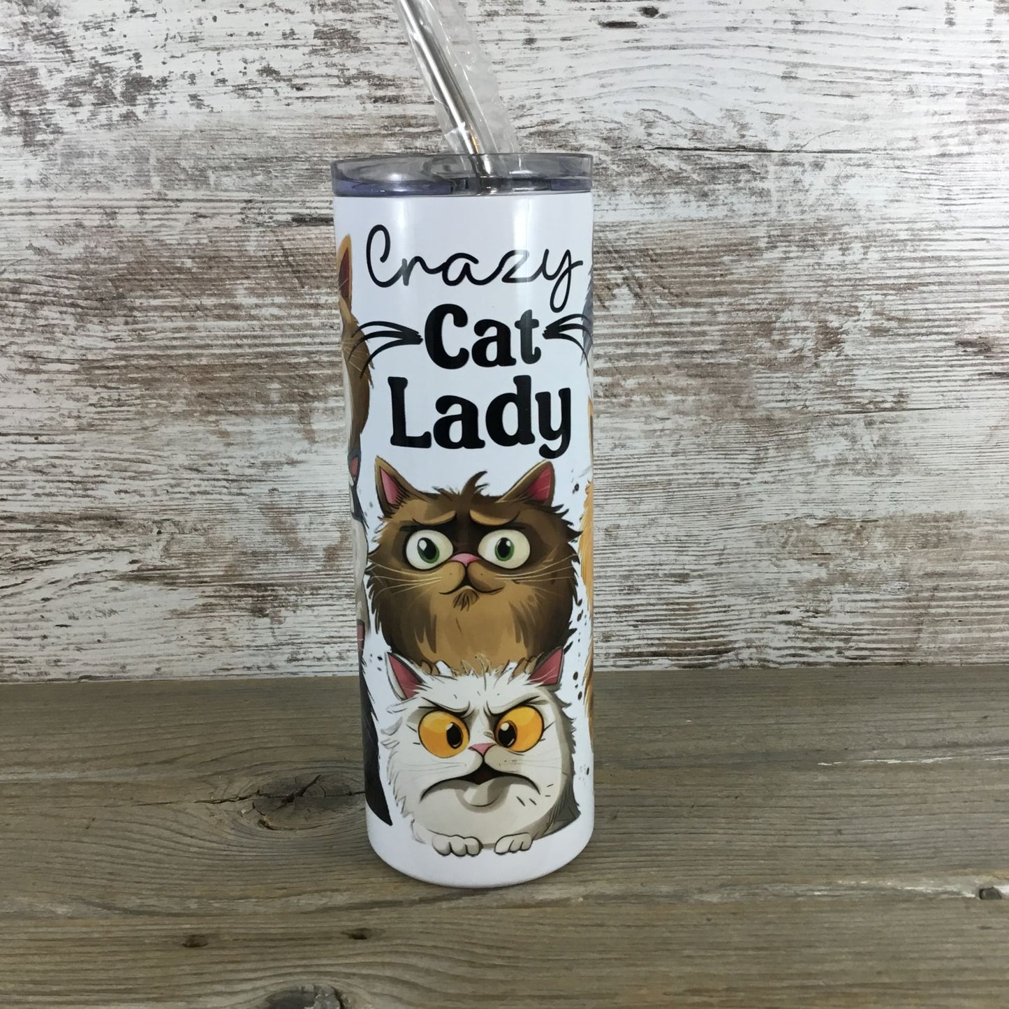 Crazy Cat Lady 20 oz Skinny Tumbler