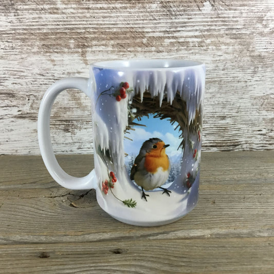 3d Winter Bird Ceramic Coffee Mug