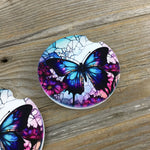 Butterfly Faux Stained Glass Car Coasters