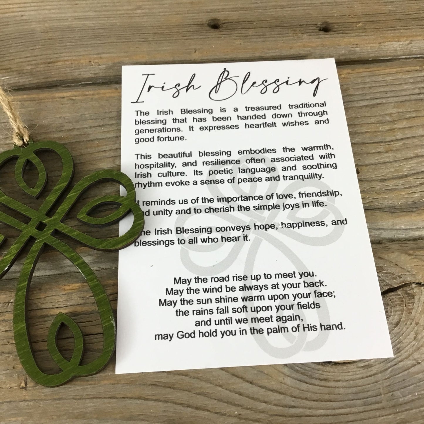 Irish Blessing Celtic Cross Story Card Ornament