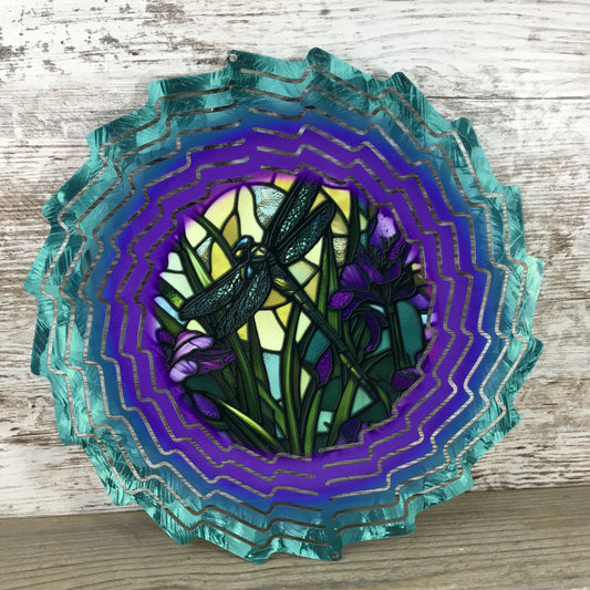 Dragonfly Stained Glass Wind Spinner 10"