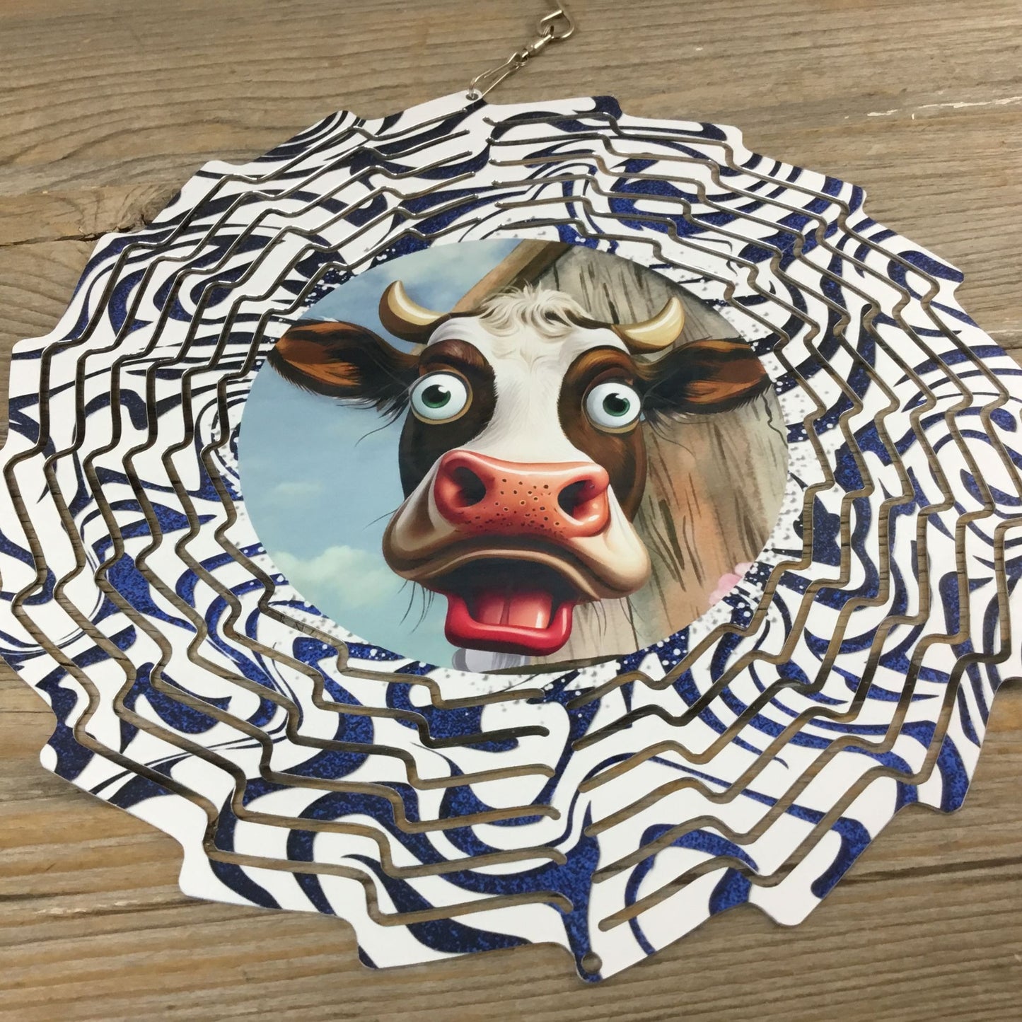 Wide Eyed Cow Wind Spinner 10"