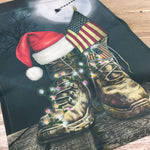 Christmas Military Boots Garden Flag - Honoring Heroes with Santa's Blessings