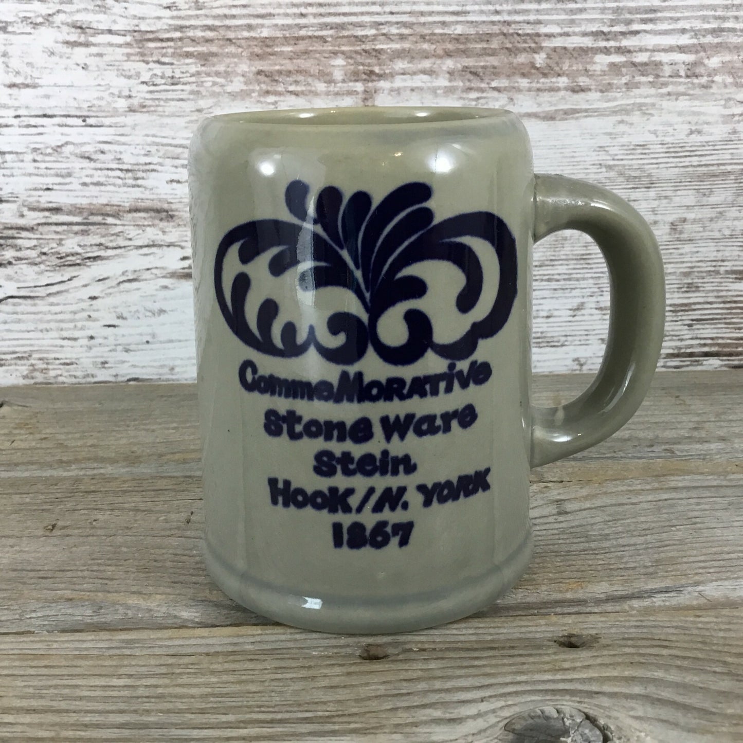 CommeMorative Stoneware Stein Hook N York 1867 Vintage 4.5" Made in Japan